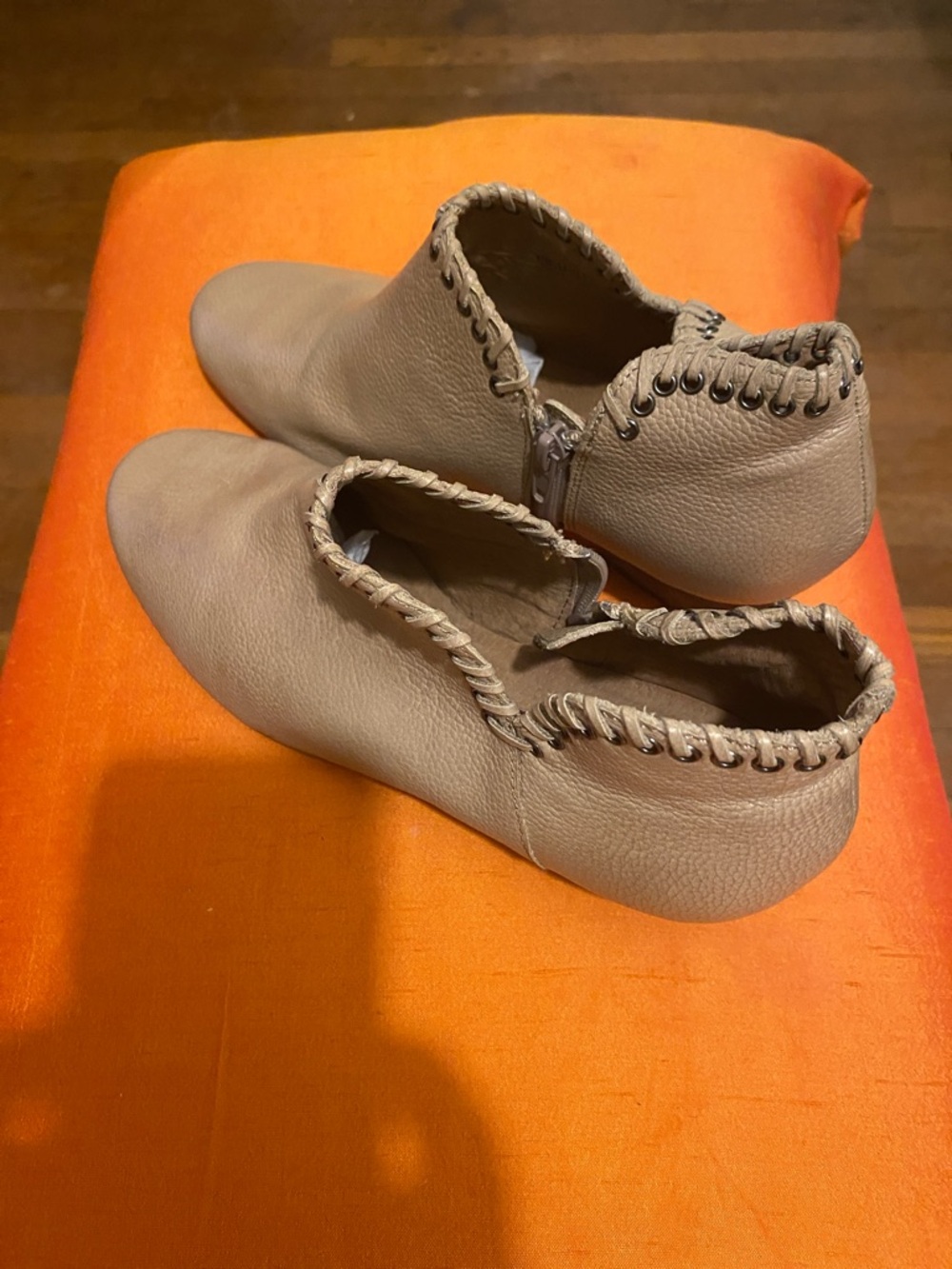 Sixtyseven Taupe Braided Leather Ankle Booties